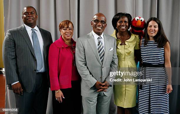 Richard Buery, Daisy Fuentes, Al Roker, Deborah Roberts, Elmo and Jean Chatzky attend the screening of "Families Stand Together: Feeling Secure in...