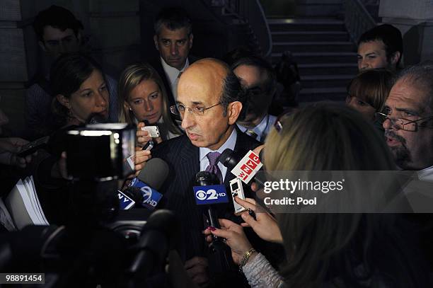 Schools Chancellor Joel Klein talks to the news media after New York Mayor Michael Bloomberg presented the Executive Budget for Fiscal Year 2011 at...