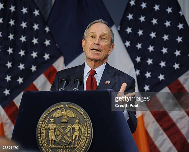 New York Mayor Michael Bloomberg presents the Executive Budget for Fiscal Year 2011 at city hall MAy 6, 2010 in New York City. Bloomberg is proposing...