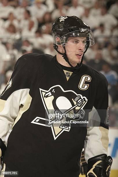 Closeup of Pittsburgh Penguins Sidney Crosby during game vs Montreal Canadiens. Game 2. Pittsburgh, PA 5/2/2010 CREDIT: Lou Capozzola