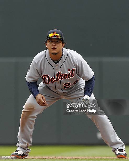Miguel Cabrera of the Detroit Tigers during the sixth inning of the game against the Minnesota Twins on May 5, 2010 at Target Field in Minneapolis,...