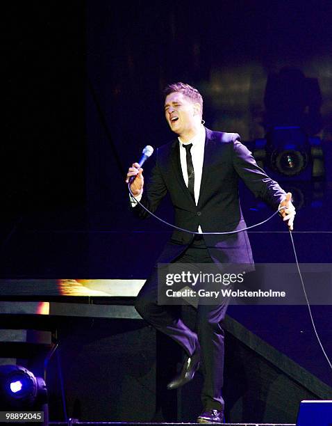 Michael Buble performs on stage at Hallam Arena on May 6, 2010 in Sheffield, England.