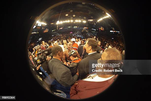 Fisheye view of Floyd Mayweather Jr. Before fight vs Shane Mosley at MGM Grand Garden Arena. Las Vegas, NV 5/1/2010 CREDIT: Robert Beck