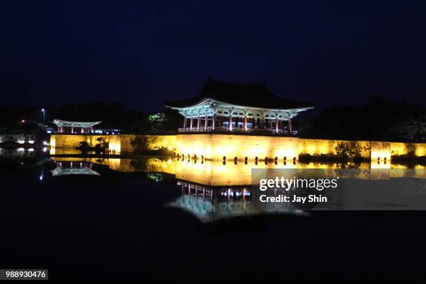 trip to gyeongju - east palace and moon lake - lake palace stock pictures, royalty-free photos & images