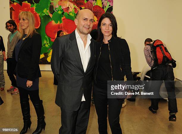 Marc Quinn and Mary McCartney attend the private view of 'Marc Quinn: Allanah, Buck, Catman, Chelsea, Michael, Pamela and Thomas', at the White Cube...