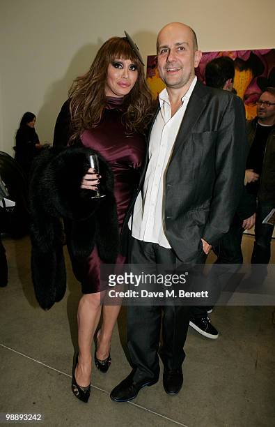 Allanah Starr and Marc Quinn attend the private view of 'Marc Quinn: Allanah, Buck, Catman, Chelsea, Michael, Pamela and Thomas', at the White Cube...
