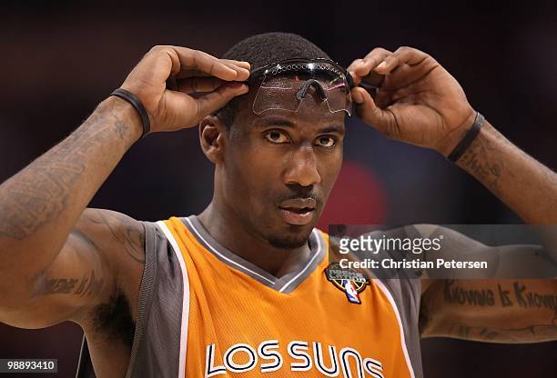 Amar'e Stoudemire of the Phoenix Suns during Game Two of the Western Conference Semifinals of the 2010 NBA Playoffs against the San Antonio Spurs at...