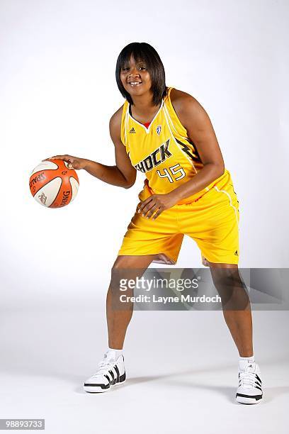 Kara Braxton of the Tulsa Shock poses for a portrait on 2010 WNBA Media Day at the University of Tulsa Reynolds Center on May 3, 2010 in Tulsa,...