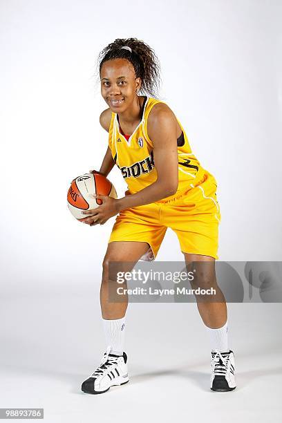 Amber Holt of the Tulsa Shock poses for a portrait on 2010 WNBA Media Day at the University of Tulsa Reynolds Center on May 3, 2010 in Tulsa,...