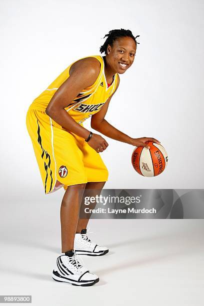 Alexis Hornbuckle of the Tulsa Shock poses for a portrait on 2010 WNBA Media Day at the University of Tulsa Reynolds Center on May 3, 2010 in Tulsa,...