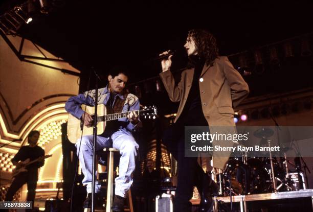 Country singers Chely Wright and Brad Paisley perform at the Fremont St. "Country Hoedown" in conjunction with the NFR on November 30, 2000 in Las...