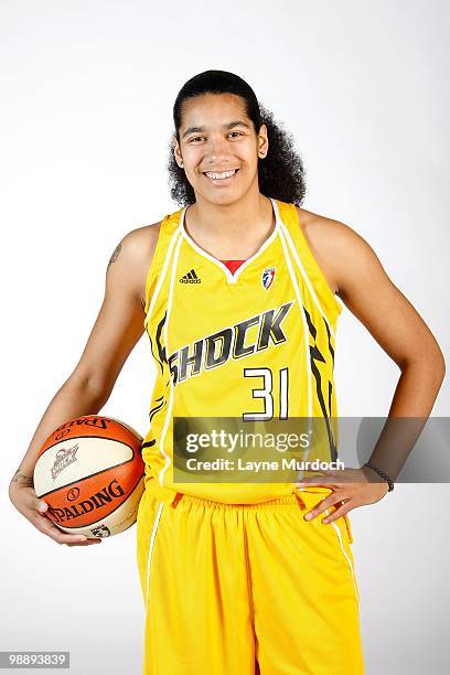 Vivian Frieson of the Tulsa Shock poses for a portrait on 2010 WNBA Media Day at the University of Tulsa Reynolds Center on May 3, 2010 in Tulsa,...