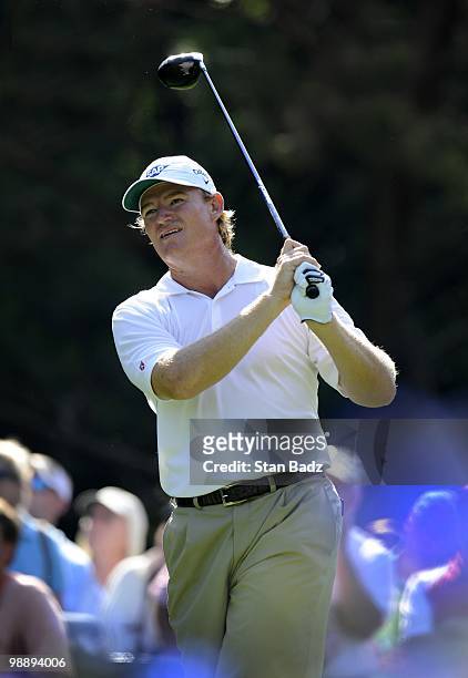 Ernie Els hits a drive during the first round of THE PLAYERS Championship on THE PLAYERS Stadium Course at TPC Sawgrass on May 6, 2010 in Ponte Vedra...