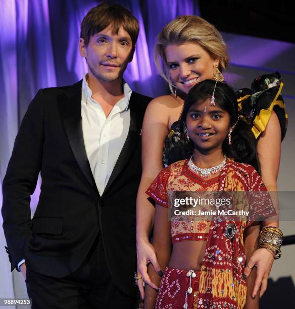 Stylist Ken Paves, Jessica Simpson and Meena pose at the Operation Smile Annual Gala at Cipriani, Wall Street on May 6, 2010 in New York City.