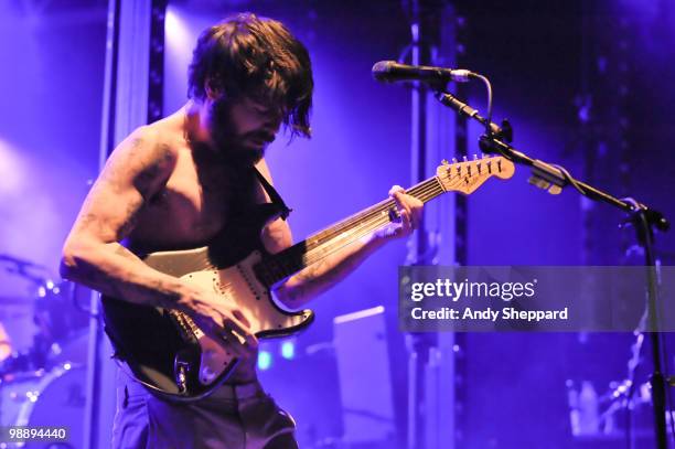 Simon Neil of Scottish rock band Biffy Clyro performs on stage at HMV Hammersmith Apollo on May 6, 2010 in London, England.