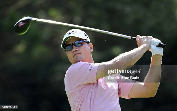 Zach Johnson hits a drive during the first round of THE PLAYERS Championship on THE PLAYERS Stadium Course at TPC Sawgrass on May 6, 2010 in Ponte...