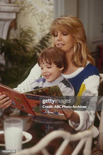 View of actors Heather Locklear and Jameson Sampley in an episode of the television show 'Dynasty,' Los Angeles, California, May 8, 1985.