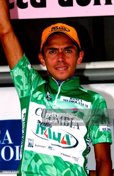 Giro D'Italia 2003 /Gonzalez Martinez Fredy, Joie, Vreugde, Celbration, Maillot Vert, Green Jersey, Groene Trui, Stage 20 : Cannobio - Cantu , Ronde...