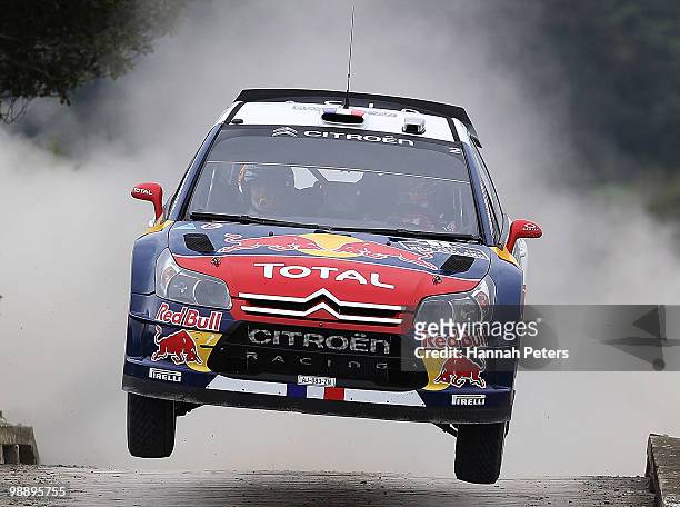 Sebastien Loeb of France and co-driver Daniel Elena drive their Citroen C4 WRC during stage 2 of the WRC Rally of New Zealand at Waipu on May 7, 2010...