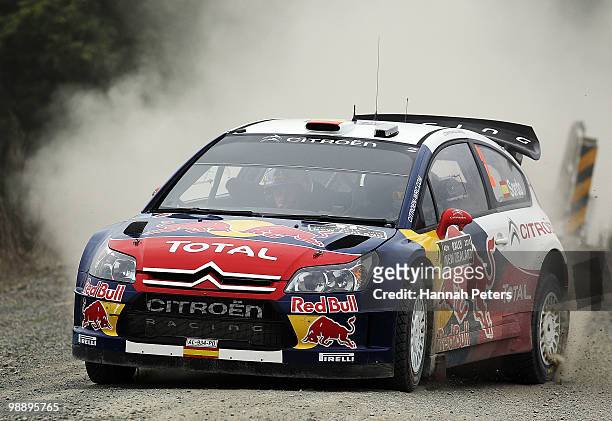 Dani Sordo of Spain and co-driver Marc Marti drive their Citroen C4 WRC during stage 2 of the WRC Rally of New Zealand at Waipu on May 7, 2010 in...