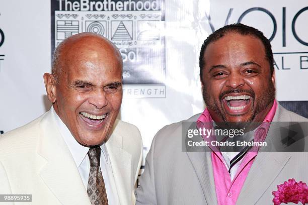 Musician/actor Harry Belafonte and CNN Analyst, journalist Roland Martin attend The Brotherhood/Sister Sol 6th Annual "Voices" Gala at Cedar Lake on...