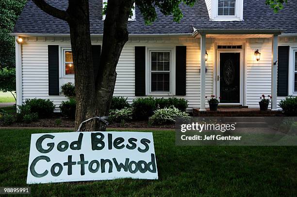 Sign is posted in a yard in the sub-division called Cottonwood on May 6, 2010 in Franklin, Tennessee. Massive rainstorms caused 10 deaths and the...