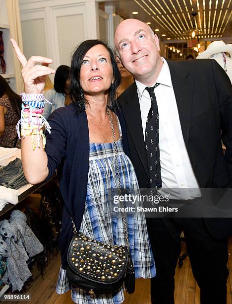 Designer Elizabeth Kiester and James D'Adamo attend the launch of the Wanderlust for Madewell Collection at the Madewell Boutique on May 6, 2010 in...