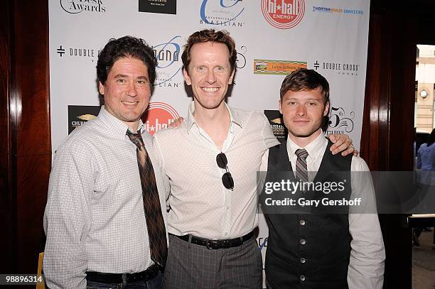 Director Igor Goldin and actors Jeffry Denman and Bobby Steggert attend the 2010 Drama Desk Award nominees cocktail reception at Churrascaria...