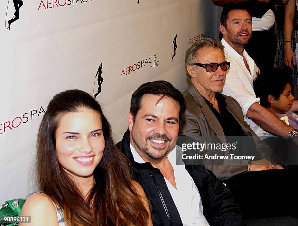 Adriana Lima, Narcisco Rodrigues, Harvey Keitel and Hugh Jackman and son Oscar judge at the 3rd Annual Aerospace Fight for Fitness Competition at the...