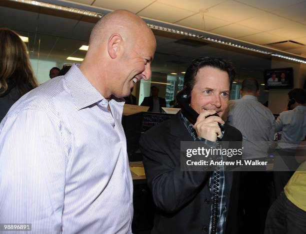 Co-founder Steven Starker and Michael J. Fox attend the 8th Annual Commissions for Charity Day at BTIG on May 6, 2010 in New York City.