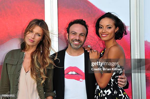 Model Veronica Varekova, photographer Michael Angelo, and model Selita Ebanks attend the preview of "The Lipstick Portraits" exhibition at the 401...