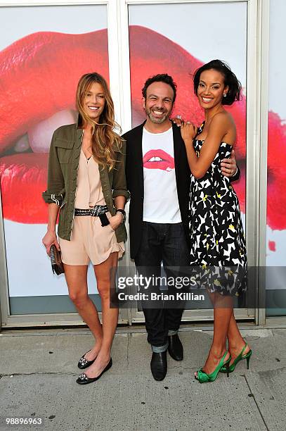 Model Veronica Varekova, photographer Michael Angelo, and model Selita Ebanks attend the preview of "The Lipstick Portraits" exhibition at the 401...