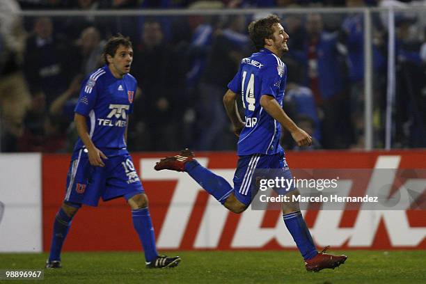 Felipe Seymour of Universidad de Chile celebrates scored goal against Alianza Lima during a match as part of the Libertadores Cup 2010 on May 6, 2010...