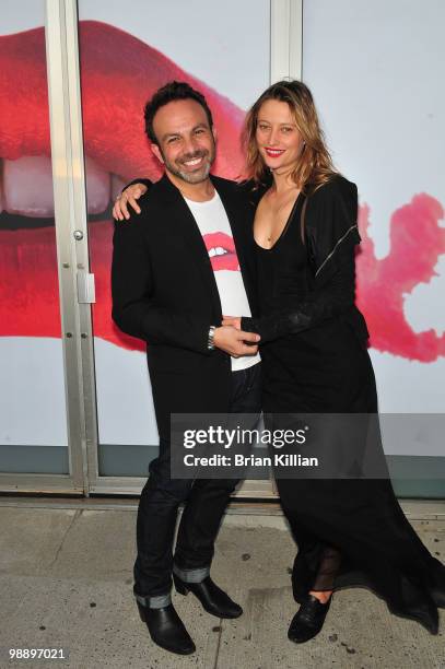 Photographer Michael Angelo and model Noot Seear attend the preview of "The Lipstick Portraits" exhibition at the 401 Projects on May 6, 2010 in New...