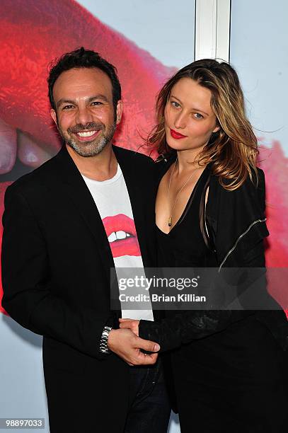 Photographer Michael Angelo and model Noot Seear attend the preview of "The Lipstick Portraits" exhibition at the 401 Projects on May 6, 2010 in New...