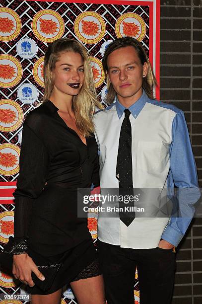 Model Jessica Hart and musician Nicholas Potts of Tamarama attend Rosario Dawson's birthday party at Trump SoHo on May 6, 2010 in New York City.