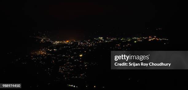 view of kalimpong city at night with copy space - kalimpong stock pictures, royalty-free photos & images