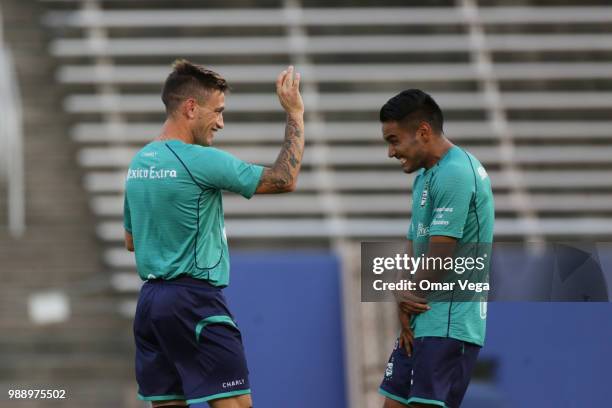 Jose Vazquez of Club Santos gestures during a training session at Cotton Bowl on June 29, 2018 in Dallas, Texas.