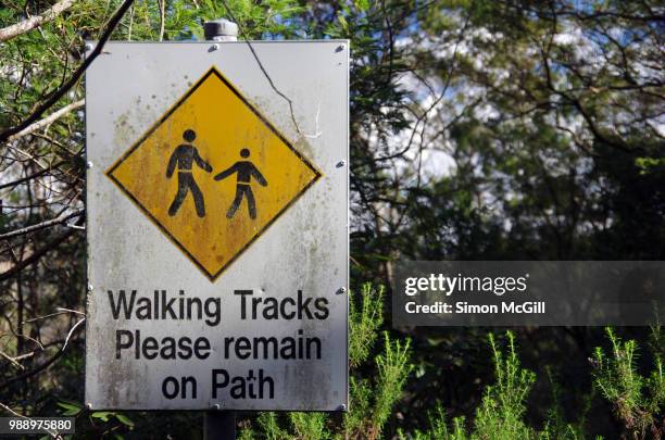 'walking tracks. please remain on path.' sign - bowral new south wales stock pictures, royalty-free photos & images