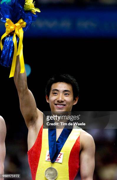 World Championships 2003 /Podium, Pommel Horse, Cheval D'Arcons, Teng Haibin Gold Medal, Medaille D'Or, Mens Individual Apparatus Finals, Finales...