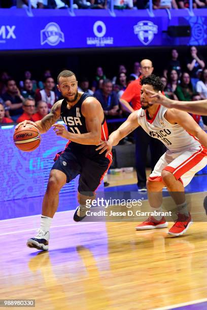 Trey McKinney Jones of USA handles the ball against Mexico on June 28, 2018 at Palacio de Los Deportes in Mexico City, Mexico. NOTE TO USER: User...