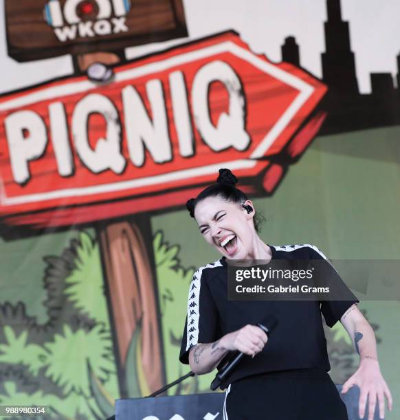 Sarah Grace McLaughlin aka Bishop Briggs performs at the 101 WKQX Piqniq at Hollywood Casino Amphitheatre on June 30, 2018 in Tinley Park, Illinois.