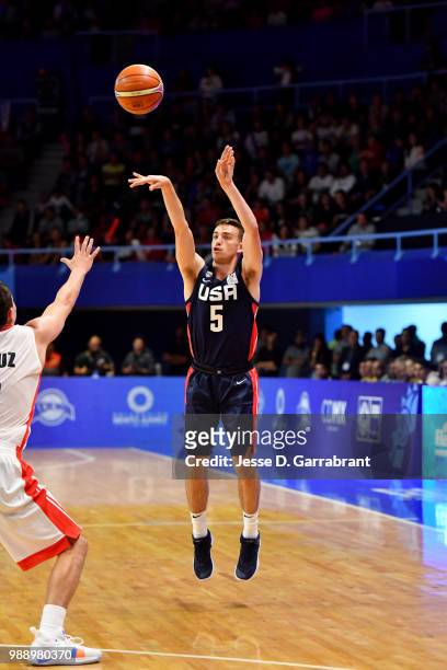 David Stockton of USA shoots the ball against Mexico on June 28, 2018 at Palacio de Los Deportes in Mexico City, Mexico. NOTE TO USER: User expressly...