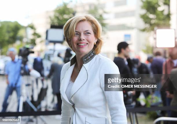 German Agriculture minister and Deputy Chairman of the Christian Democratic Union Julia Kloeckner arrives for a party leadership meeting at the CDU...