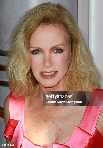 Actress Donna Mills attends the Hollywood Museum's reception for Jeran Design's graffiti gown at the Hollywood History Museum on May 6, 2010 in Los...