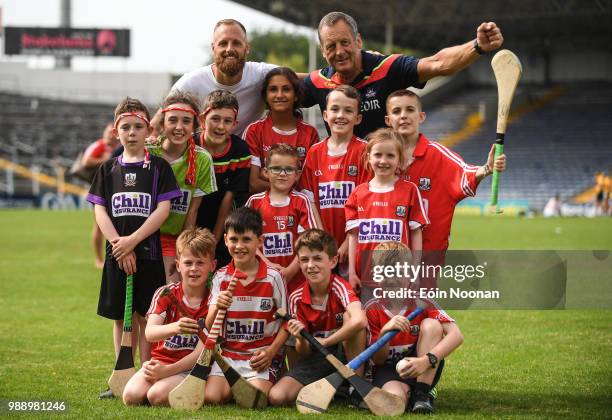 Tipperary , Ireland - 1 July 2018; Cork manager John Meyler with his son and Republic of Ireland footballer David Meyler with Cork supporters from...