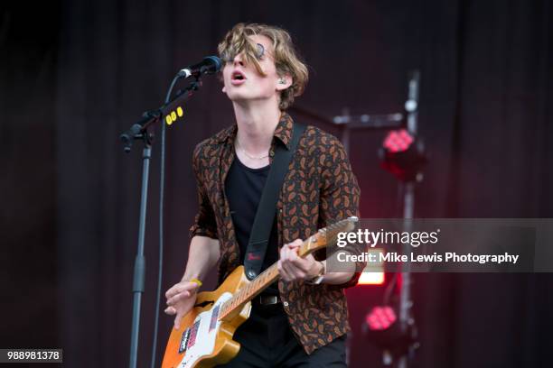 Colin Jones of Circa Waves performs at Finsbury Park on July 1, 2018 in London, England.