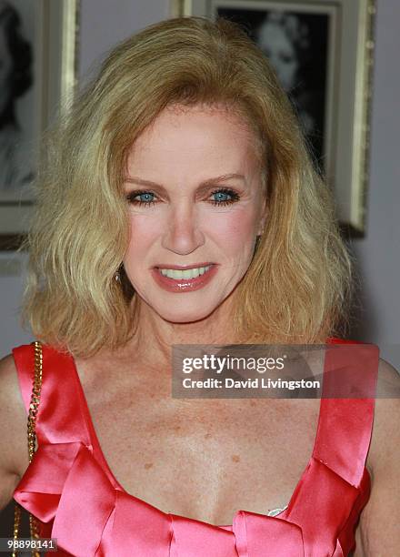 Actress Donna Mills attends the Hollywood Museum's reception for Jeran Design's graffiti gown at the Hollywood History Museum on May 6, 2010 in Los...