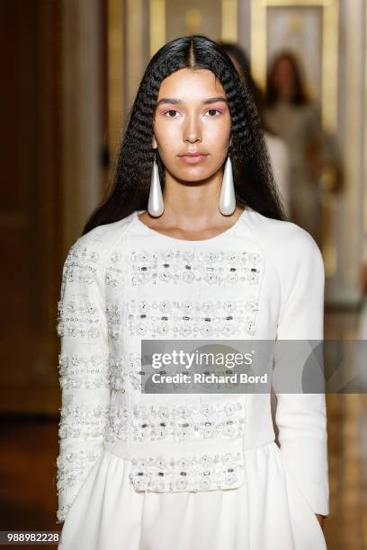 Model walks the runway during the Christophe Josse Haute Couture Fall Winter 2018/2019 show as part of Paris Fashion Week on July 1, 2018 in Paris,...