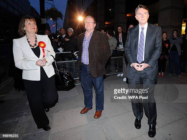 Labour deputy leader Harriet Harman, Labour Party General Secretary Ray Collins and Business Secretary Peter Mandelson wait to greet British Prime...